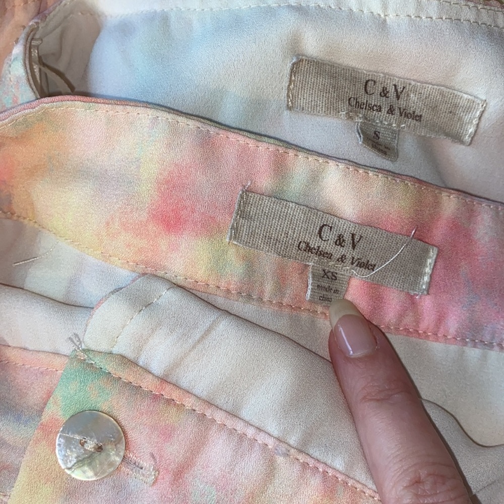 Chelsea & Violet Pastel Watercolor Balloon Sleeve Crop Blouse Wrap Skirt Set - Picture 12 of 14